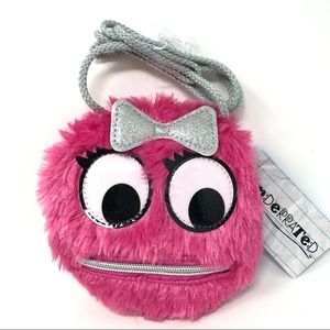 Underrated Fuzzy Monster Mini Coin Purse Pink 5”
